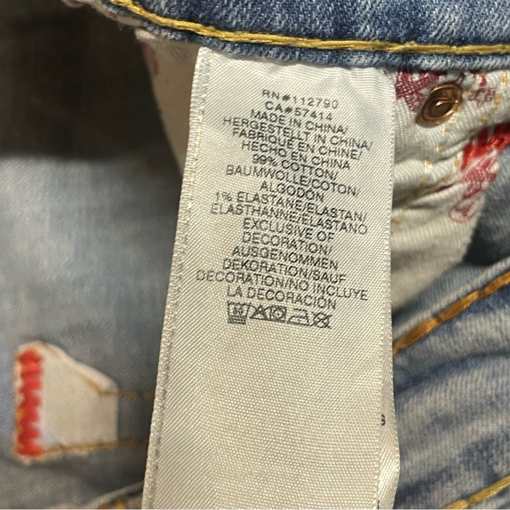 True Religion Light Wash 3 tone Rope Stitch Straight Jeans sz 34 - Picture 7 of 9